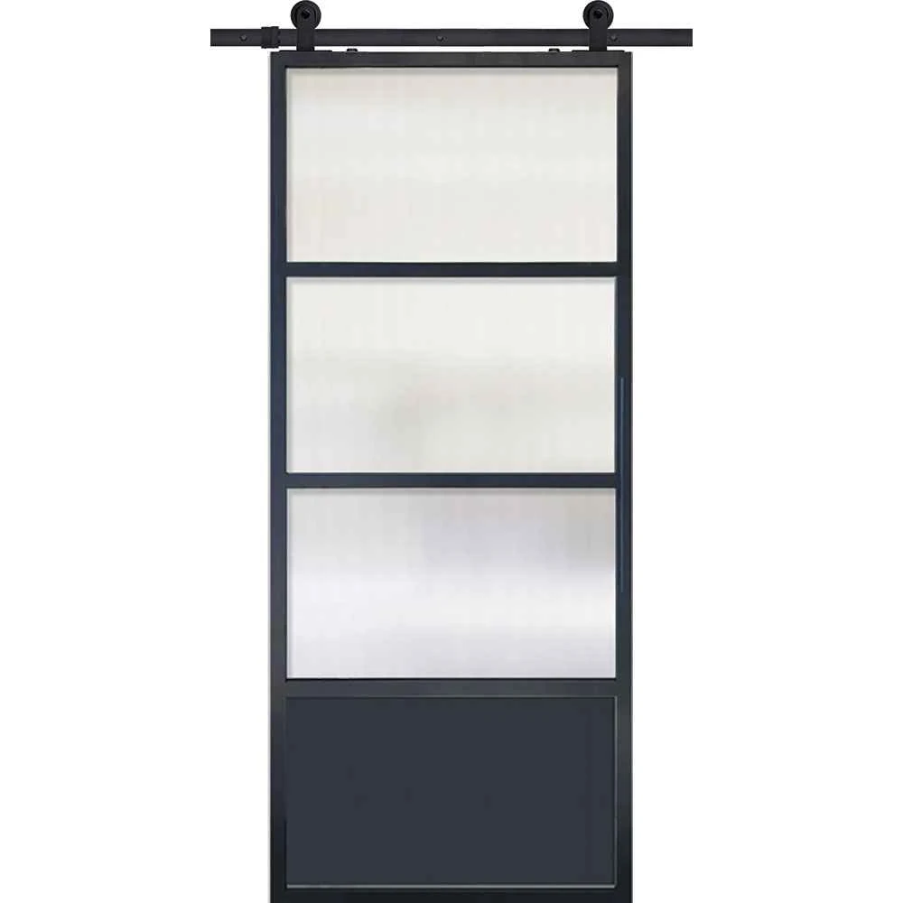 BarnCraft | 3 Lite / 1 Panel Contemporary Metal Door | 7' Tall - BD3070LT3