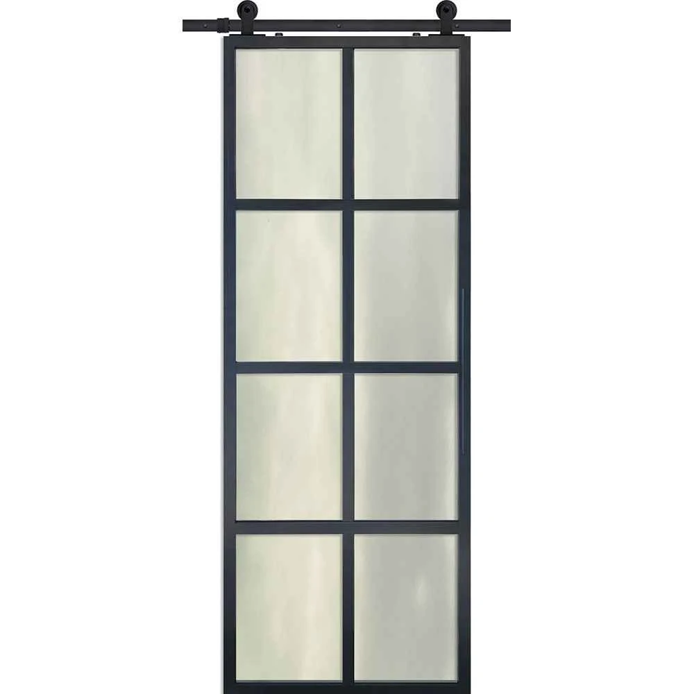 BarnCraft | 8 Lite Contemporary Metal Door | 8' Tall - BD3080LT8