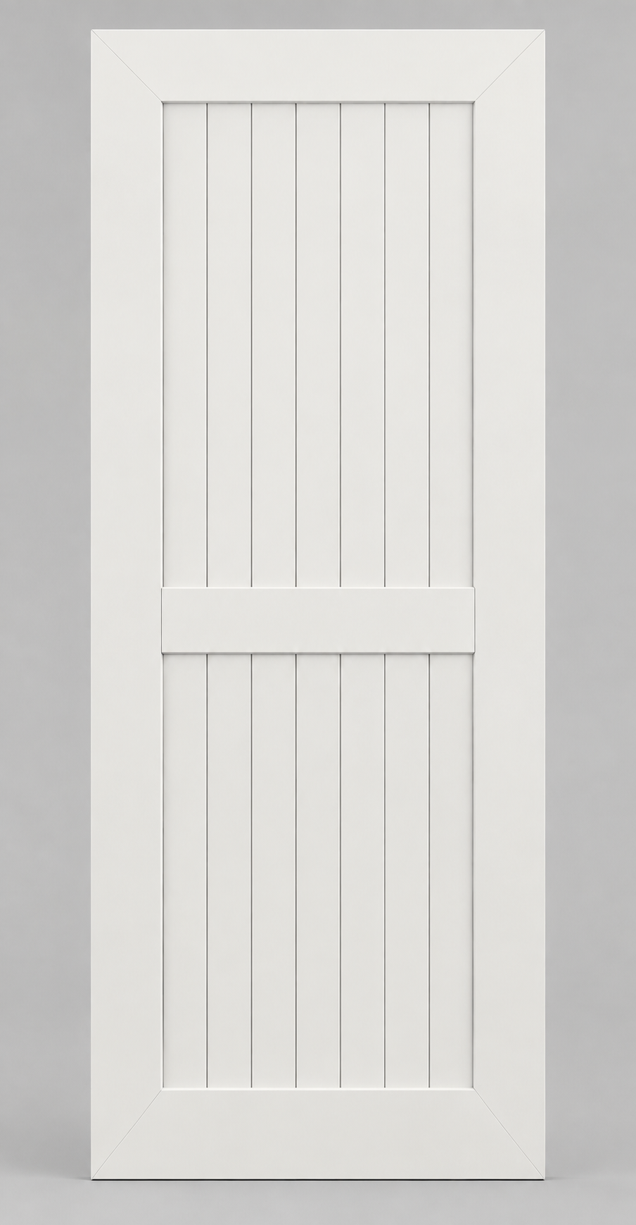 MDF midrail nickel gap studio front — photorealistic product image