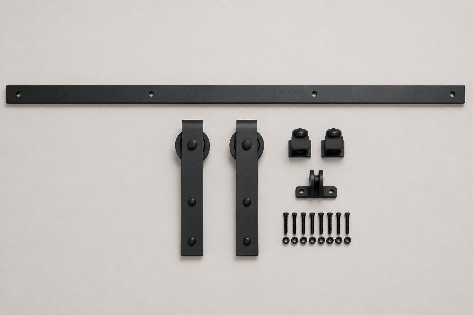 Slade black hardware kit studio — photorealistic product image